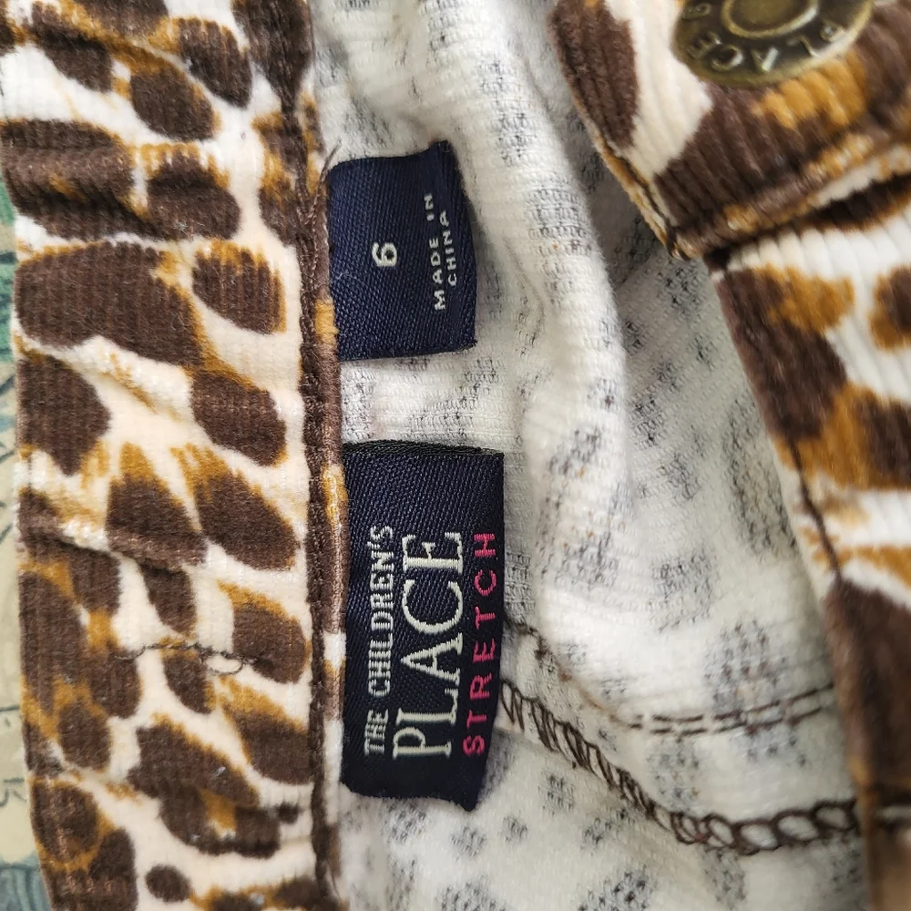 Children's Place Leopard Animal Print A Line Shirt Size 6‎ Corduroy
